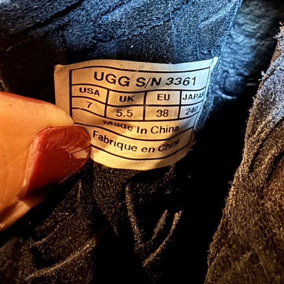 UGG Black Suede Leather Booties. Wooden heels. Size 7. GUC - Picture 4 of 13